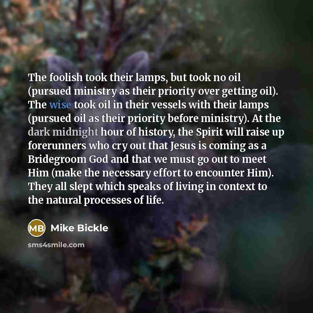 “The foolish took their lamps, but took no oil (pursued…” quote by Mike Bickle