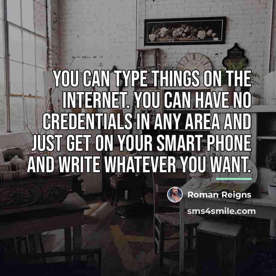 “You can type things on the Internet. You can have…” quote by Roman Reigns