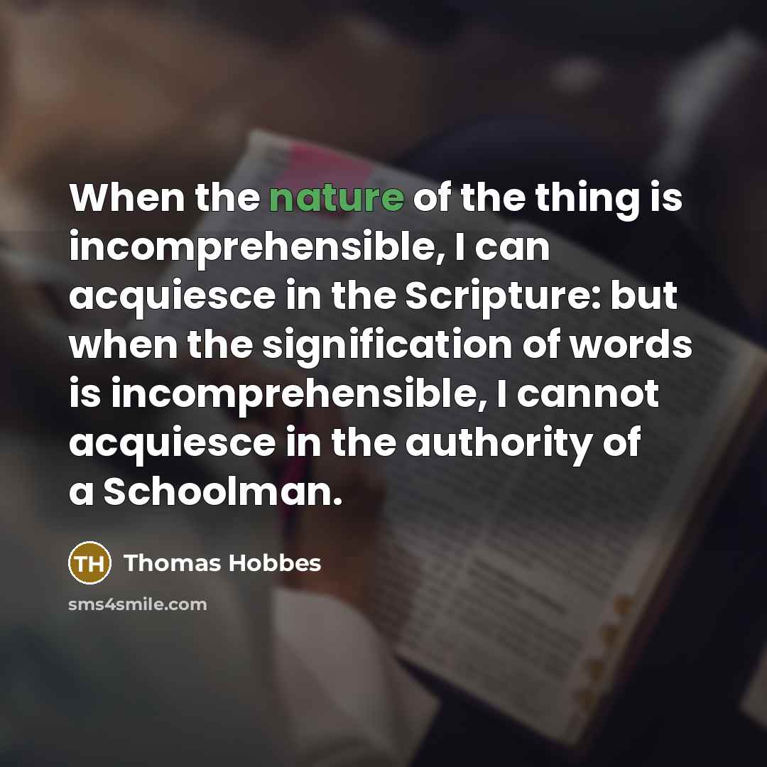 “When the nature of the thing is incomprehensible, I can…” quote by Thomas Hobbes