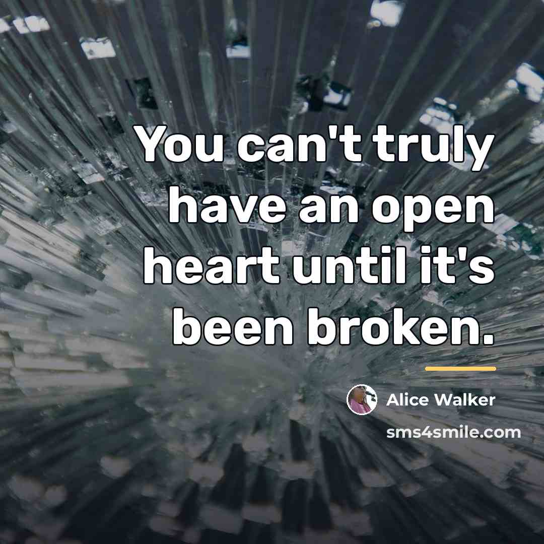 “You can't truly have an open heart until it's been…” quote by Alice Walker