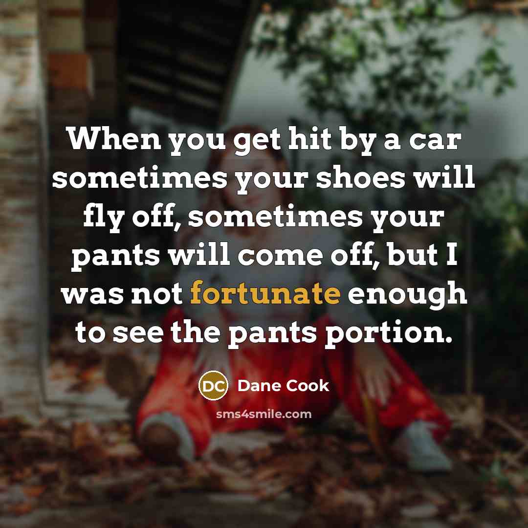 “When you get hit by a car sometimes your shoes…” quote by Dane Cook