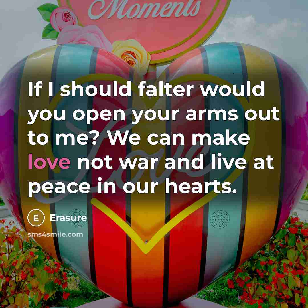 “If I should falter would you open your arms out…” quote by Erasure
