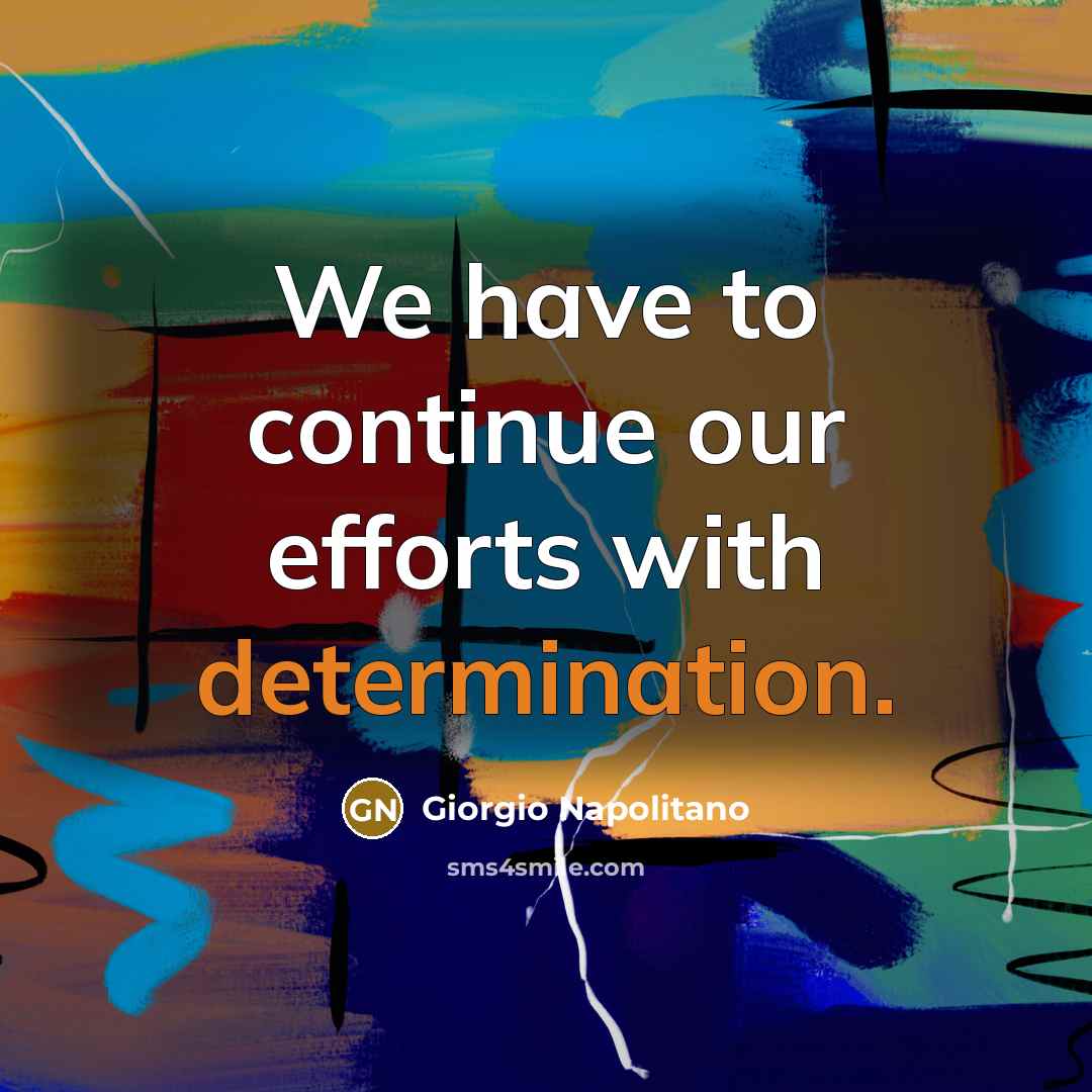 “We have to continue our efforts with determination.…” quote by Giorgio Napolitano