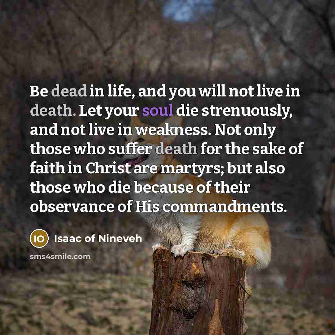 “Be dead in life, and you will not live in…” quote by Isaac of Nineveh