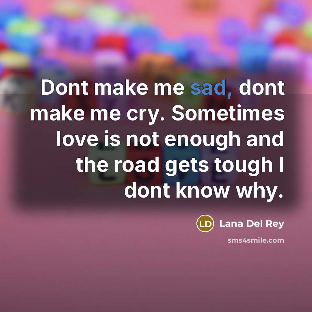 “Dont make me sad, dont make me cry. Sometimes love…” quote by Lana Del Rey