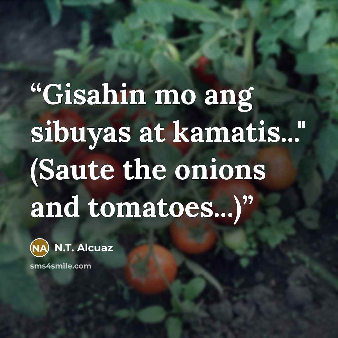 “Gisahin mo ang sibuyas at kamatis..." (Saute the onions and tomatoes...)” quote by N.T. Alcuaz