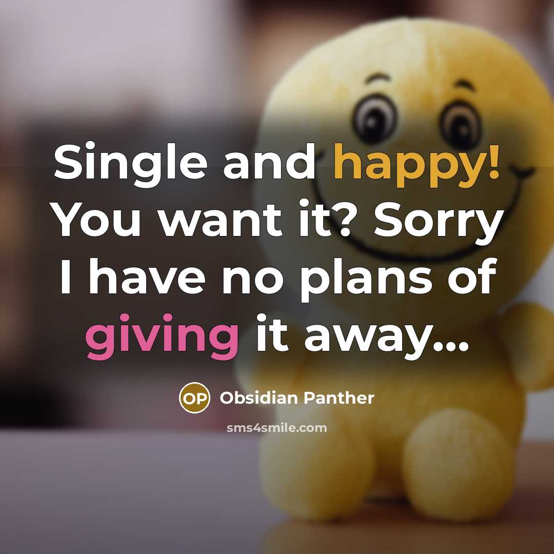“Single and happy! You want it? Sorry I have no plans of giving it away…” quote by Obsidian Panther