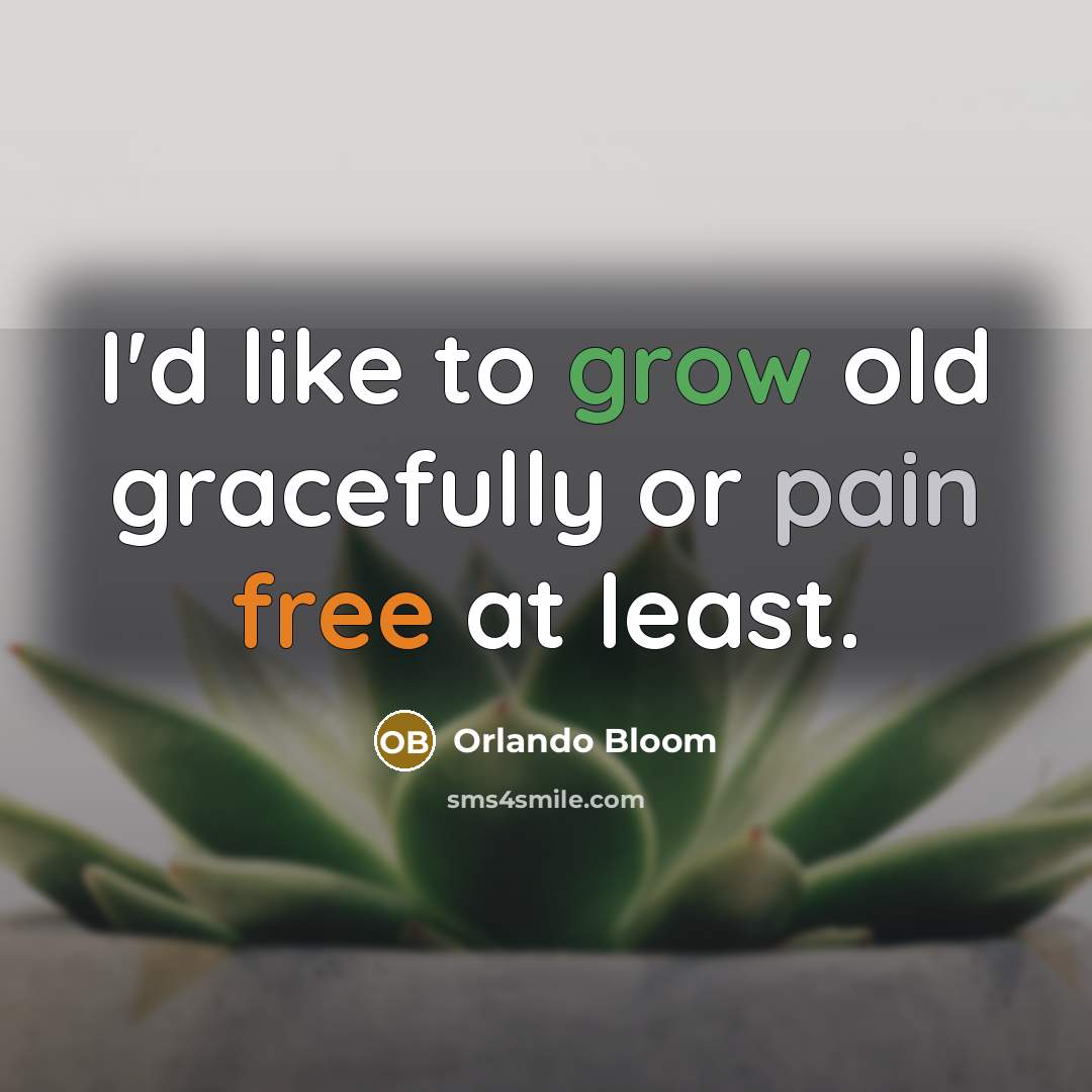 “I'd like to grow old gracefully or pain free at…” quote by Orlando Bloom