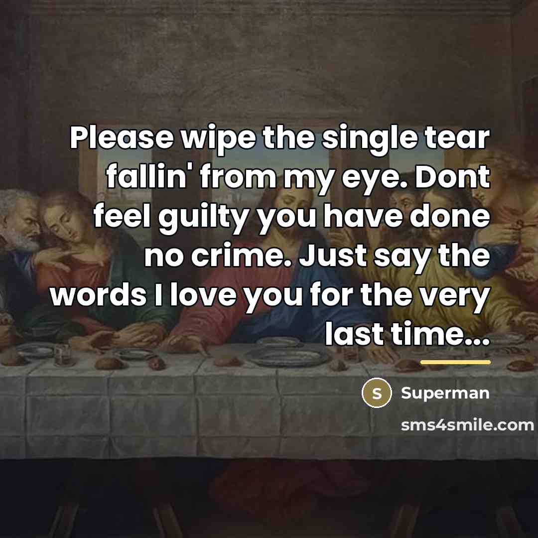“Please wipe the single tear fallin' from my eye. Dont…” quote by Superman