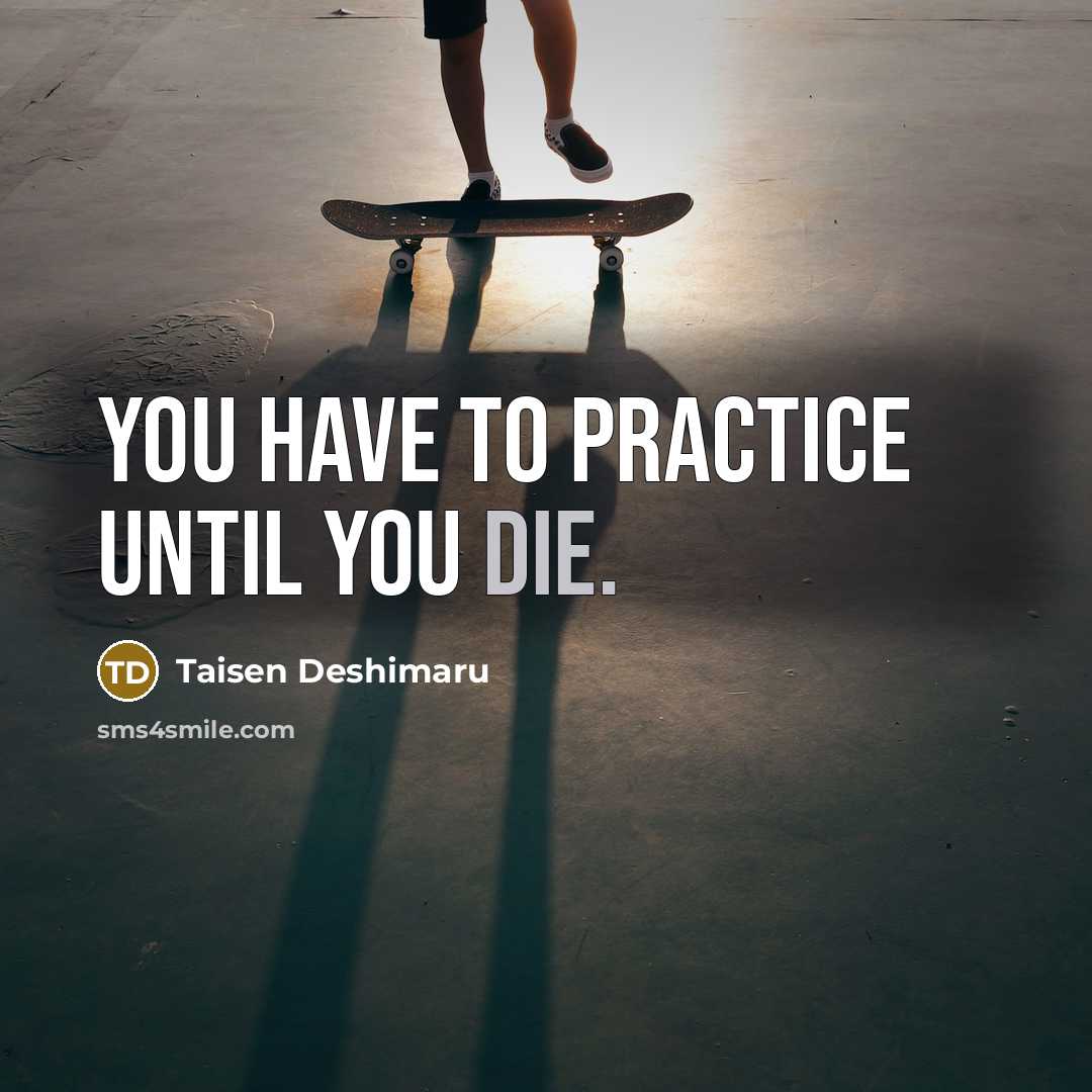 “You have to practice until you die.…” quote by Taisen Deshimaru