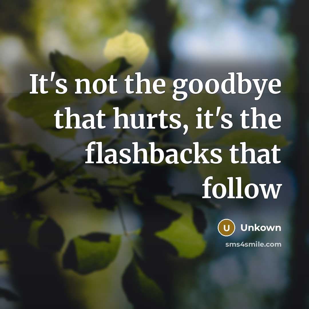 “It's not the goodbye that hurts, it's the flashbacks that…” quote by Unkown
