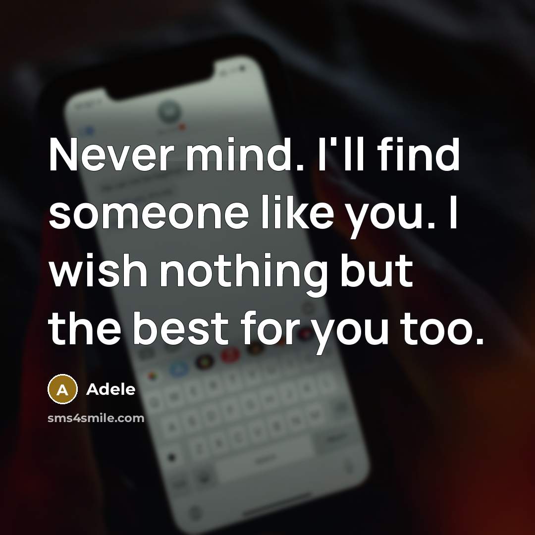 “Never mind. I'll find someone like you. I wish nothing…” quote by Adele