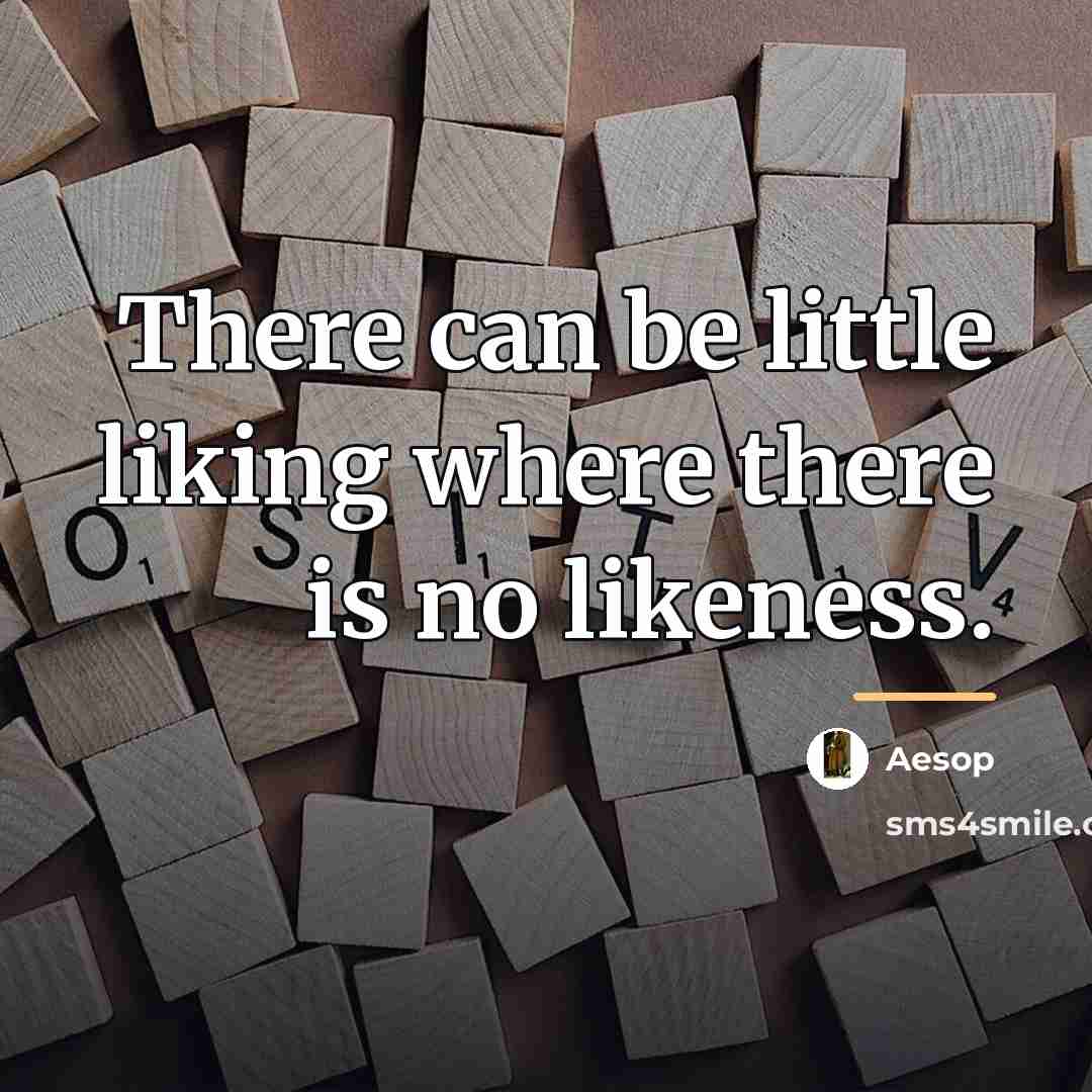 “There can be little liking where there is no likeness.…” quote by Aesop