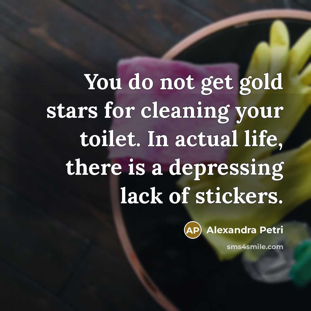 “You do not get gold stars for cleaning your toilet.…” quote by Alexandra Petri