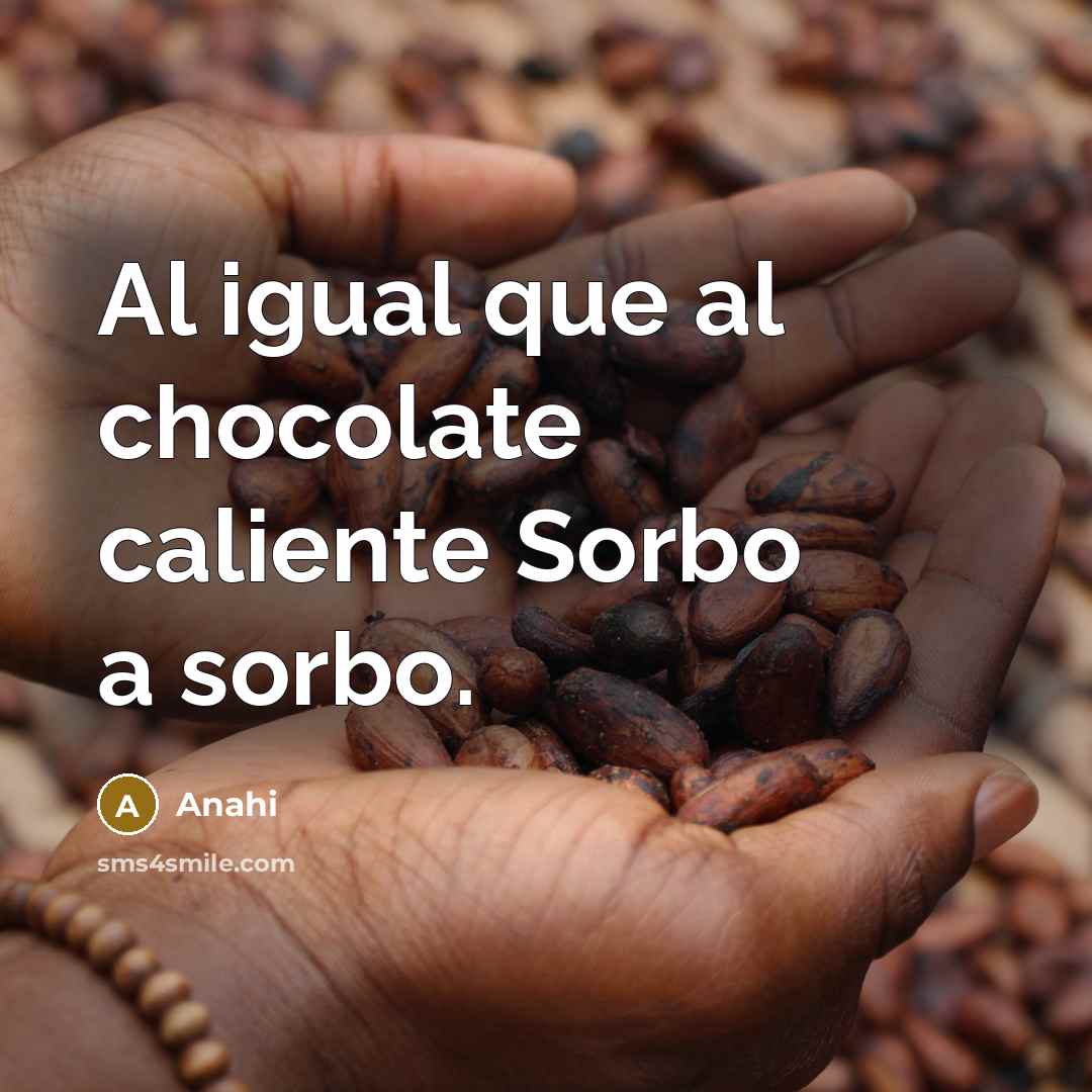 “Al igual que al chocolate caliente Sorbo a sorbo.…” quote by Anahi