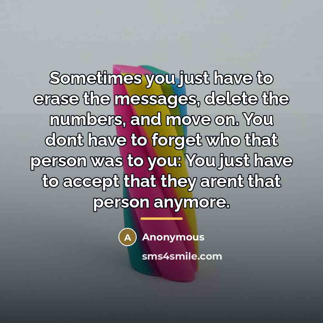 “Sometimes you just have to erase the messages, delete the…” quote by Anonymous