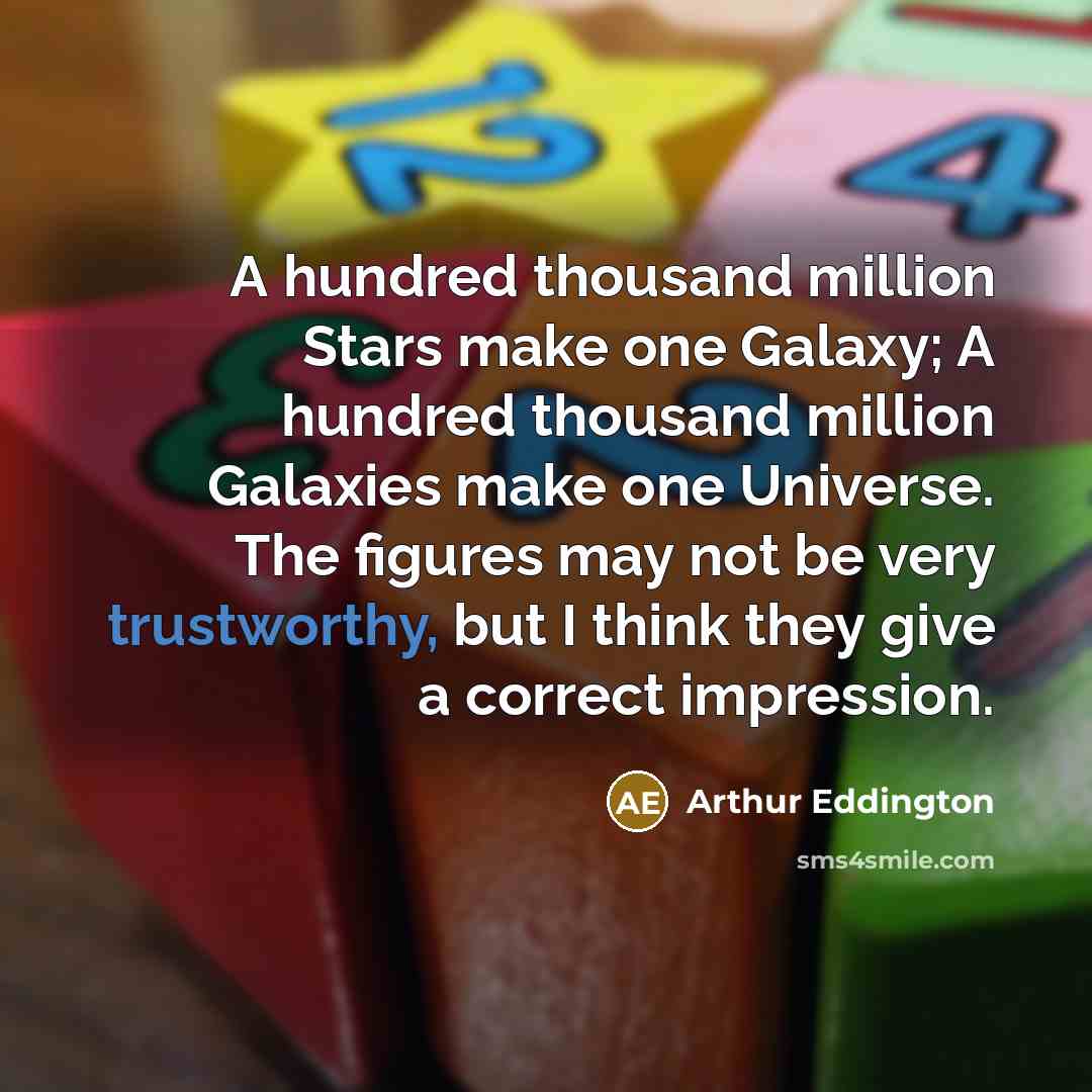 “A hundred thousand million Stars make one Galaxy; A hundred…” quote by Arthur Eddington