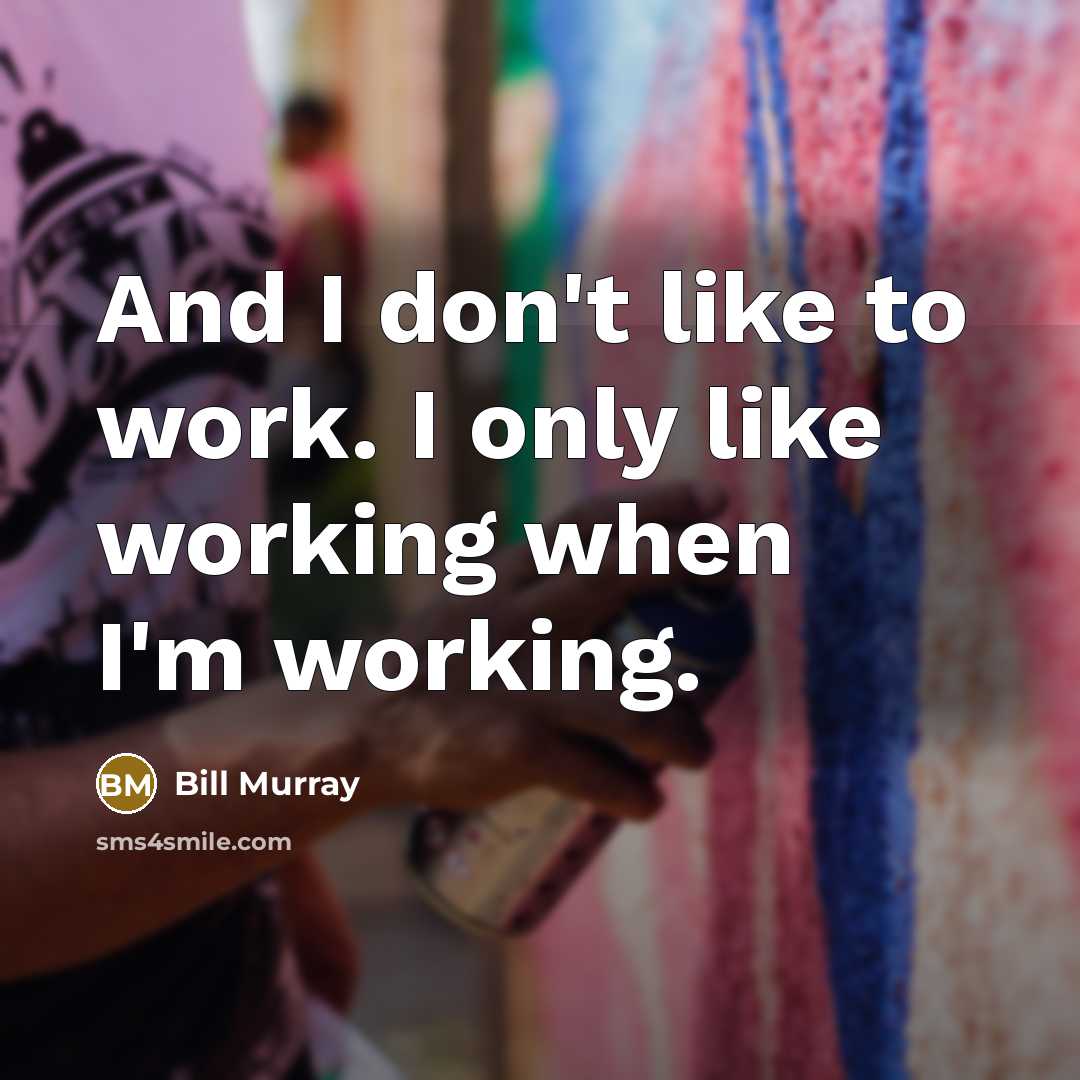 “And I don't like to work. I only like working…” quote by Bill Murray