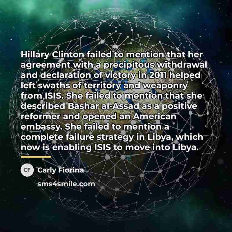 “Hillary Clinton failed to mention that her agreement with a…” quote by Carly Fiorina