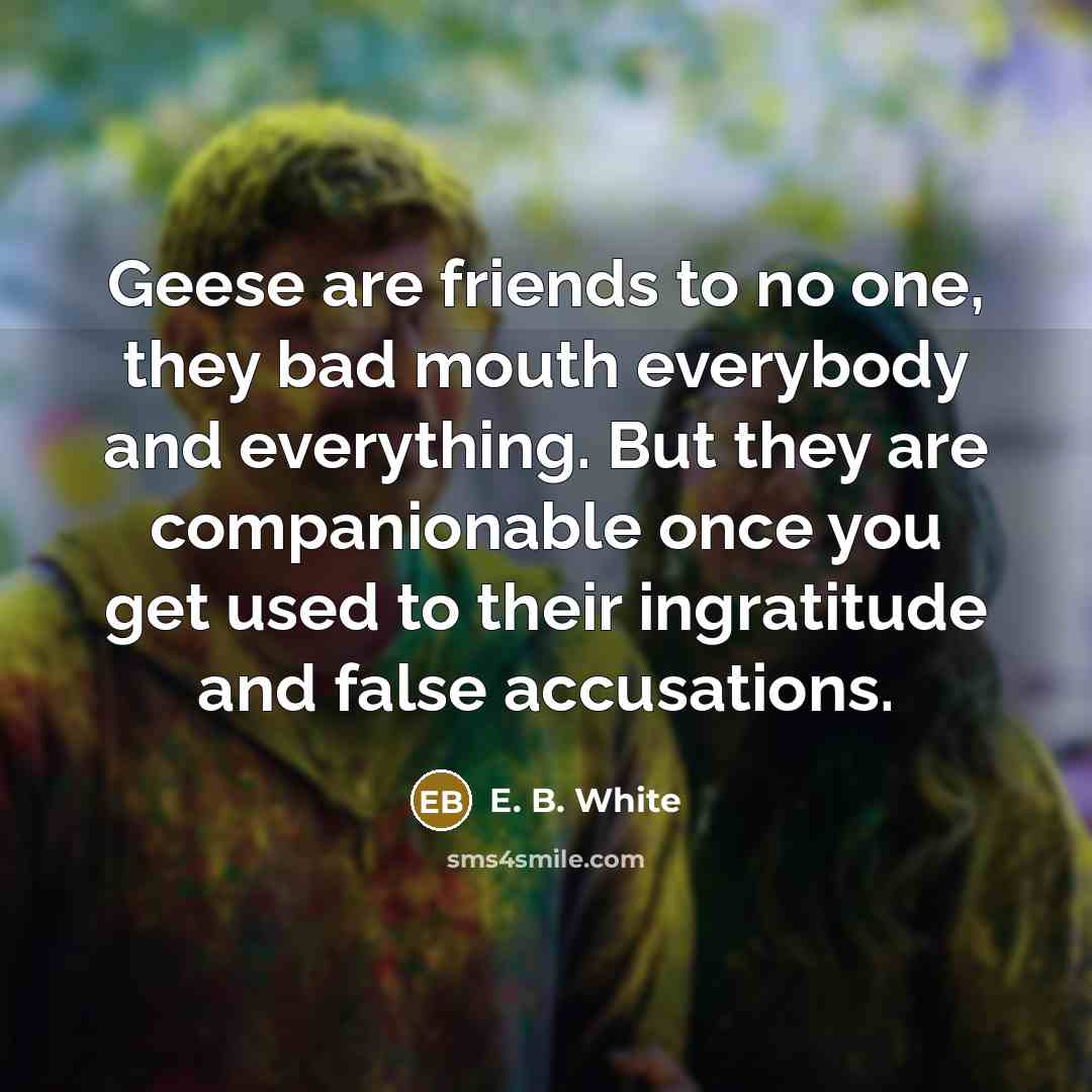“Geese are friends to no one, they bad mouth everybody…” quote by E. B. White