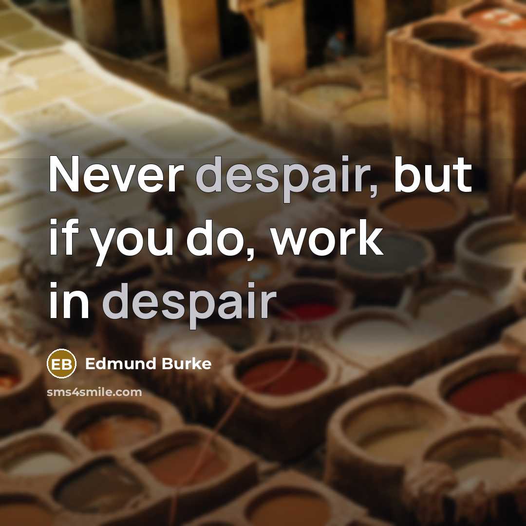 “Never despair, but if you do, work in despair…” quote by Edmund Burke