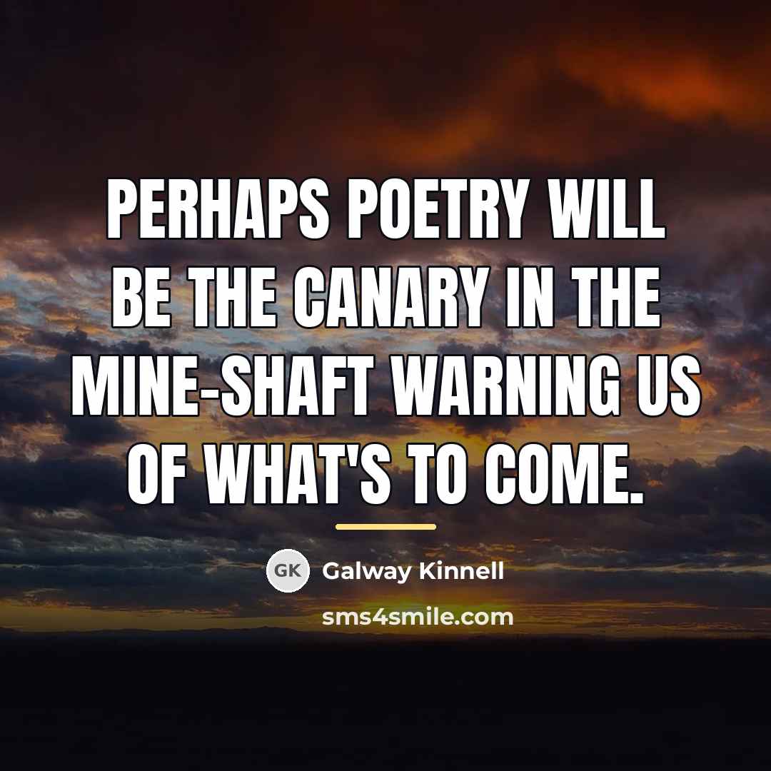 “Perhaps poetry will be the canary in the mine-shaft warning…” quote by Galway Kinnell