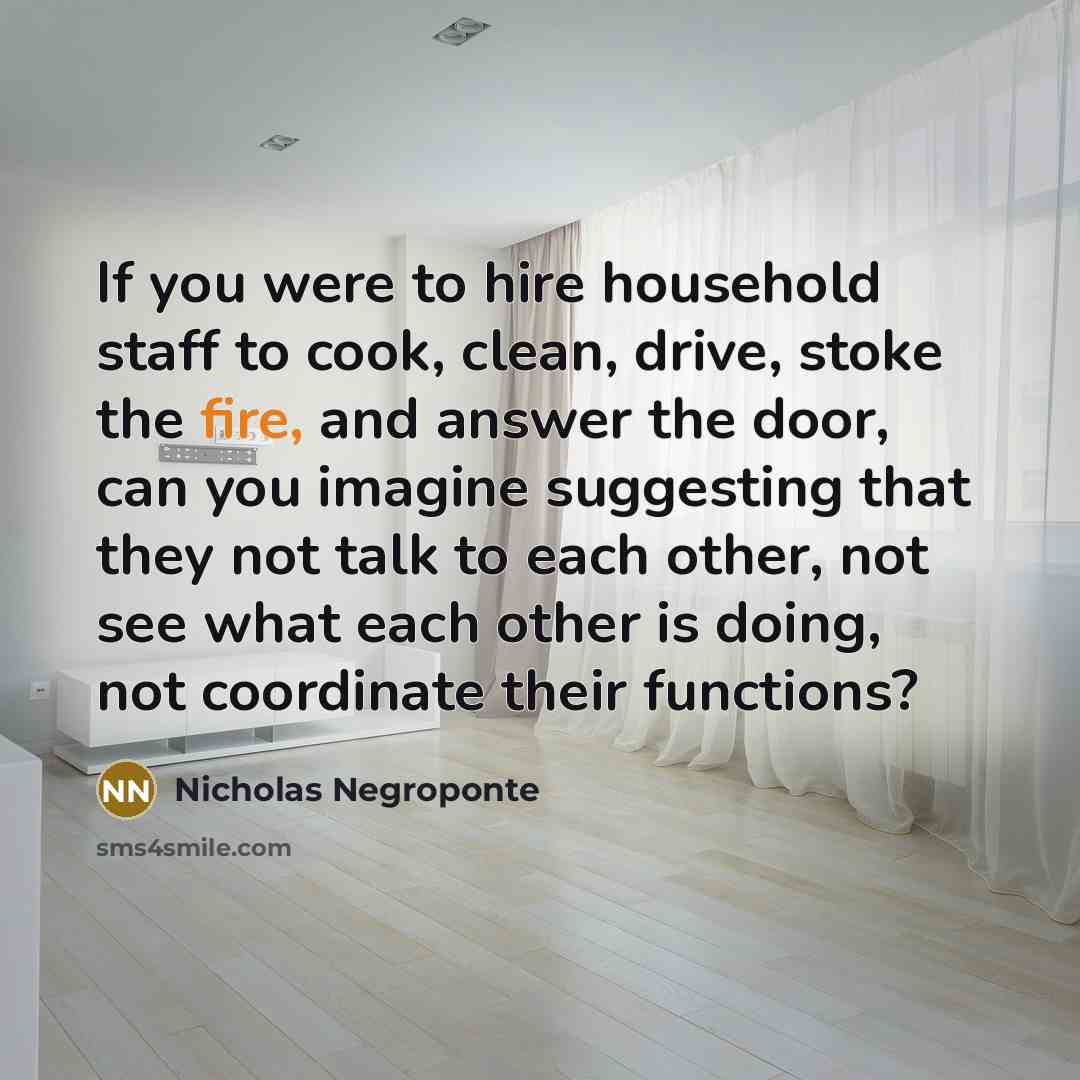 “If you were to hire household staff to cook, clean,…” quote by Nicholas Negroponte