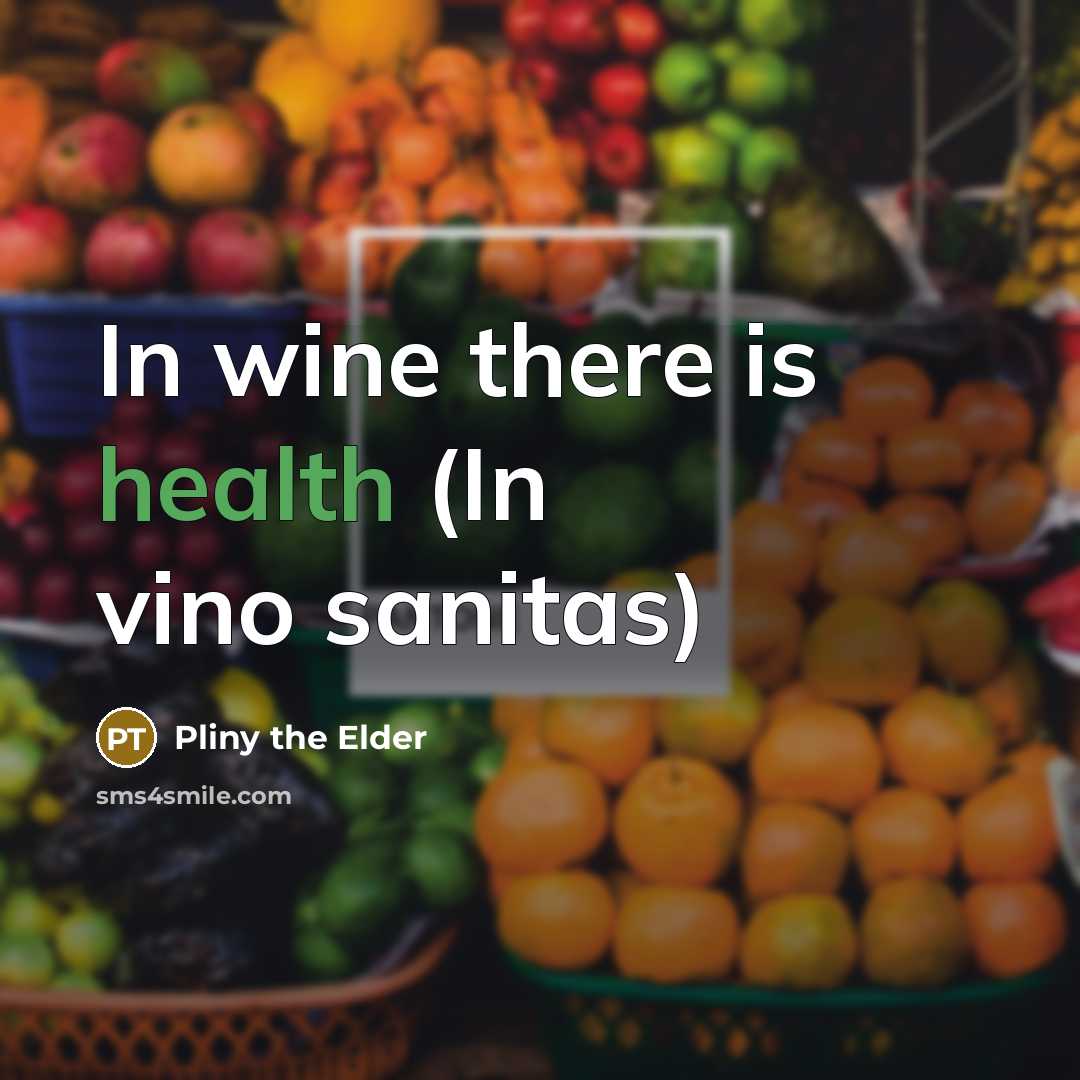 “In wine there is health (In vino sanitas)…” quote by Pliny the Elder