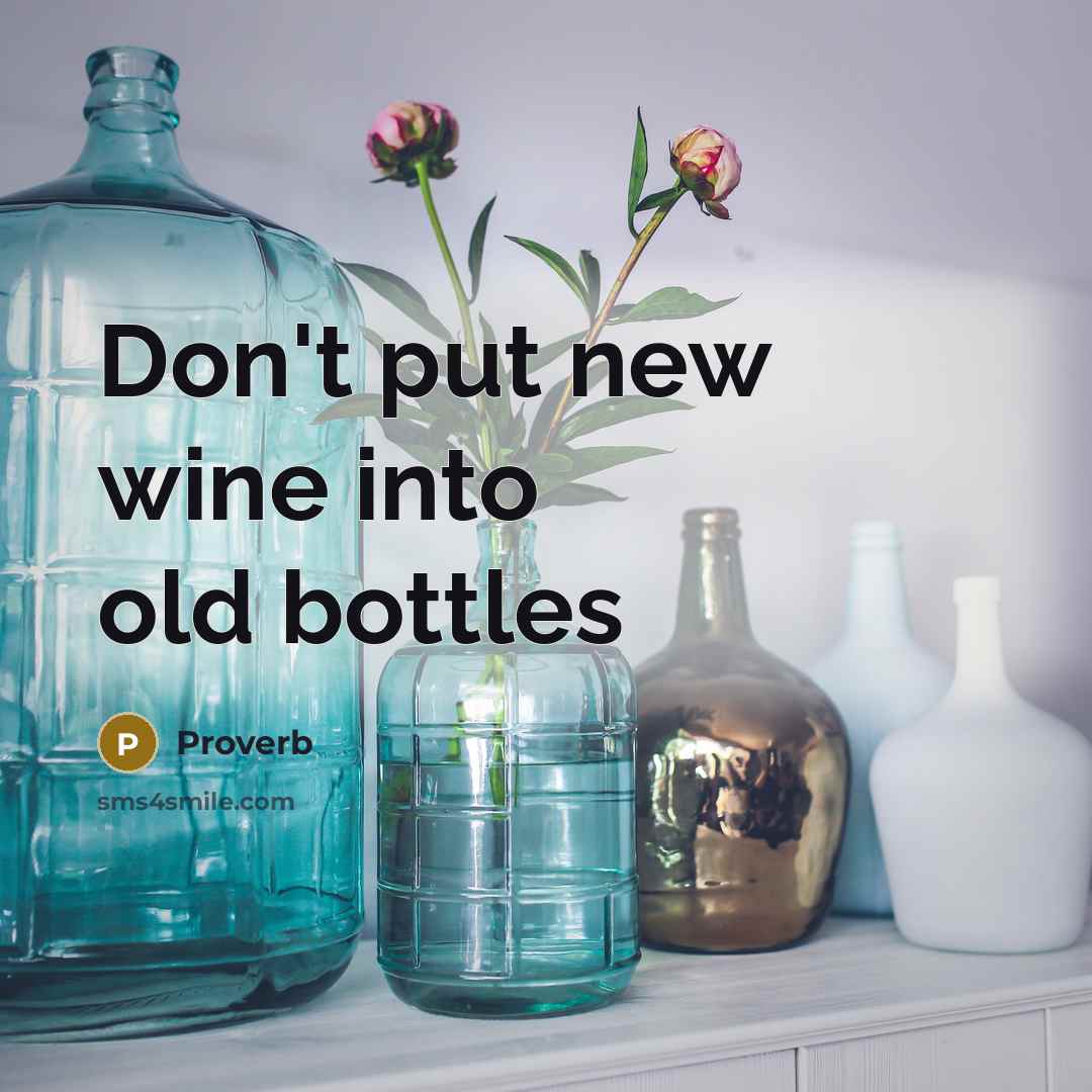 “Don't put new wine into old bottles…” quote by Proverb