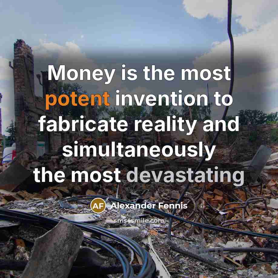 “Money is the most potent invention to fabricate reality and…” quote by Alexander Fennis