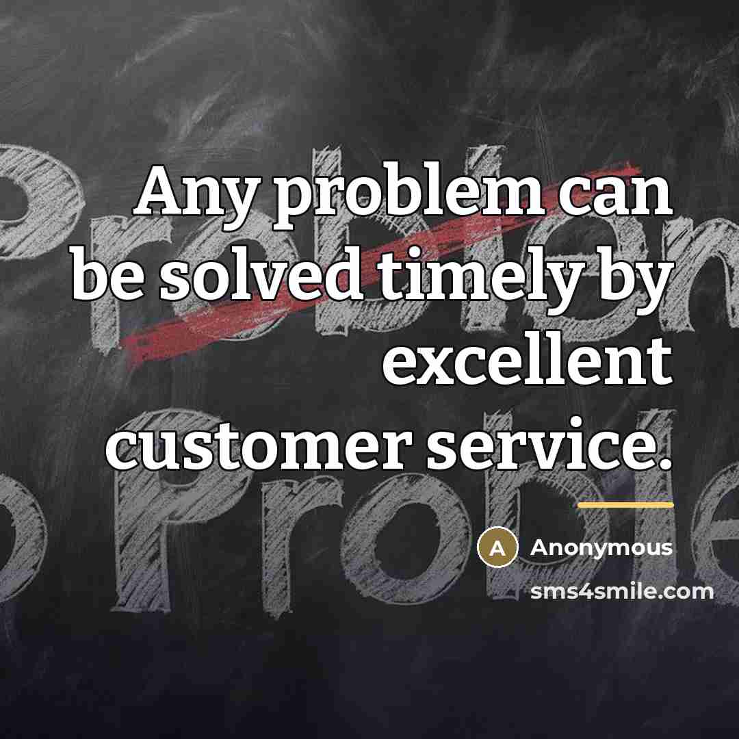 “Any problem can be solved timely by excellent customer service.…” quote by Anonymous