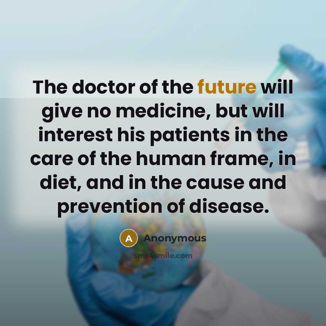 “"The doctor of the future will give no medicine, but…” quote by Anonymous