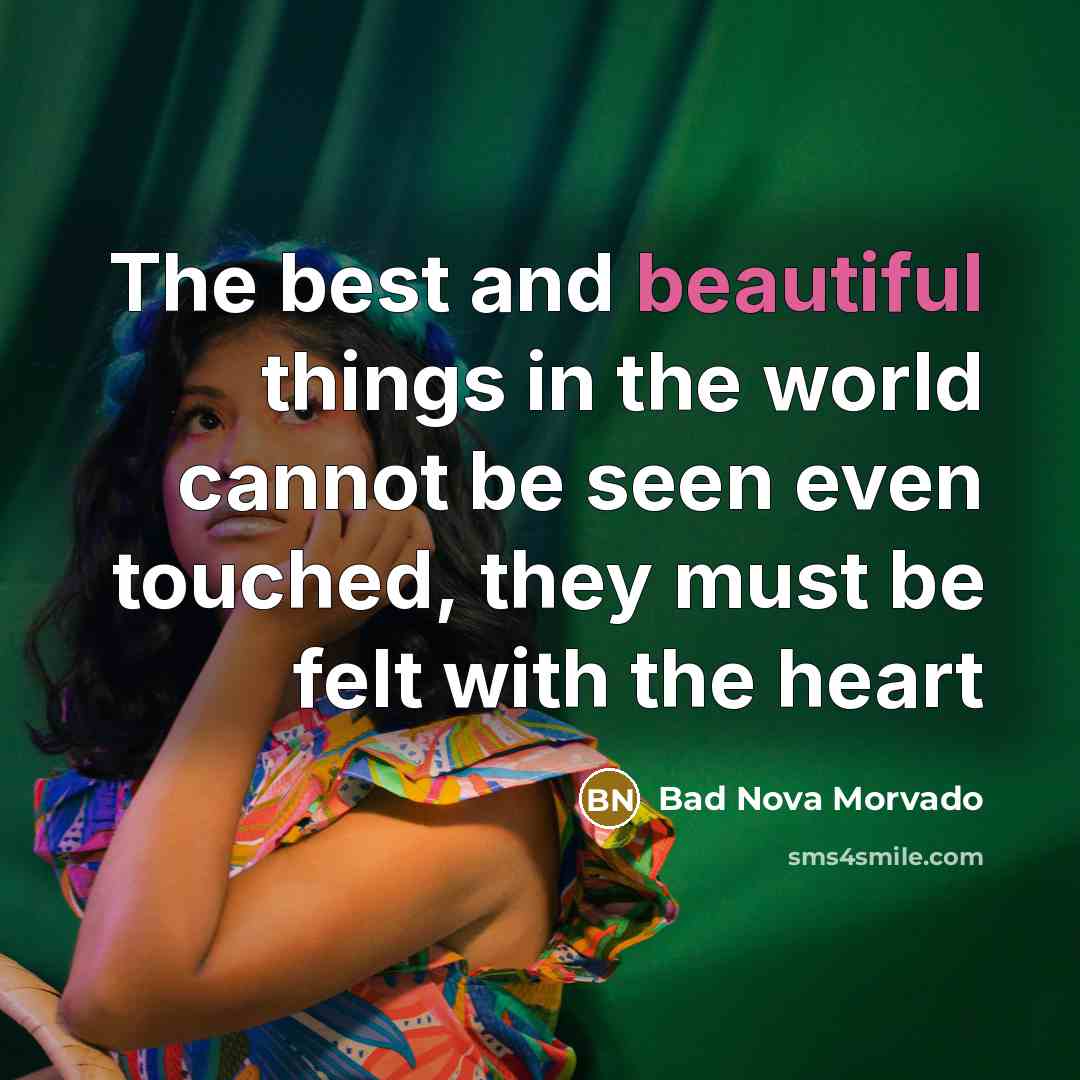 “The best and beautiful things in the world cannot be…” quote by Bad Nova Morvado