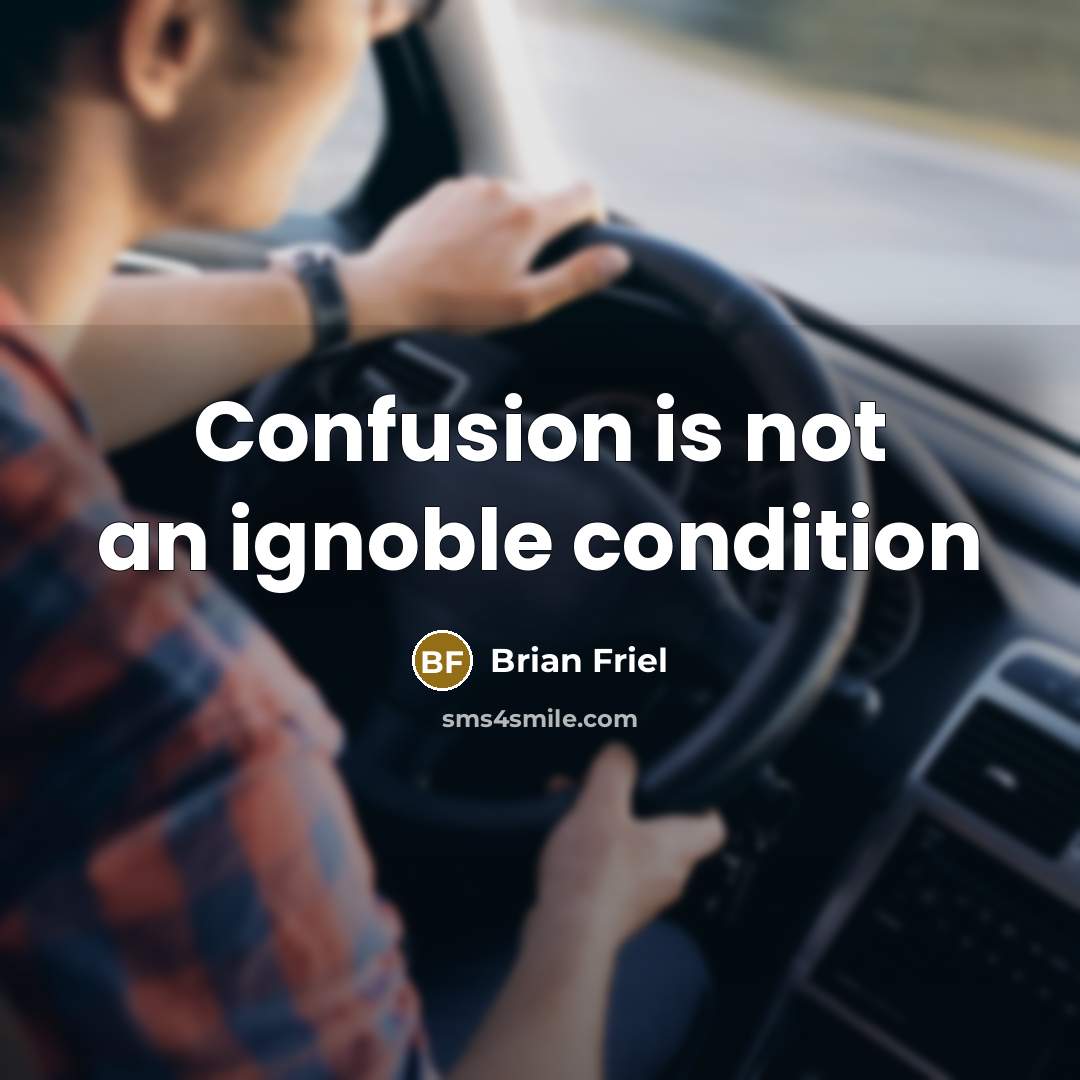 “Confusion is not an ignoble condition…” quote by Brian Friel