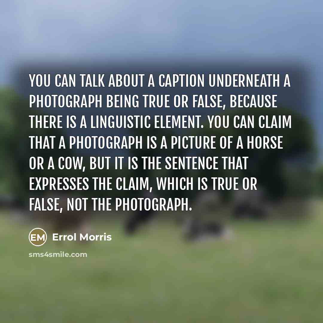 “You can talk about a caption underneath a photograph being…” quote by Errol Morris