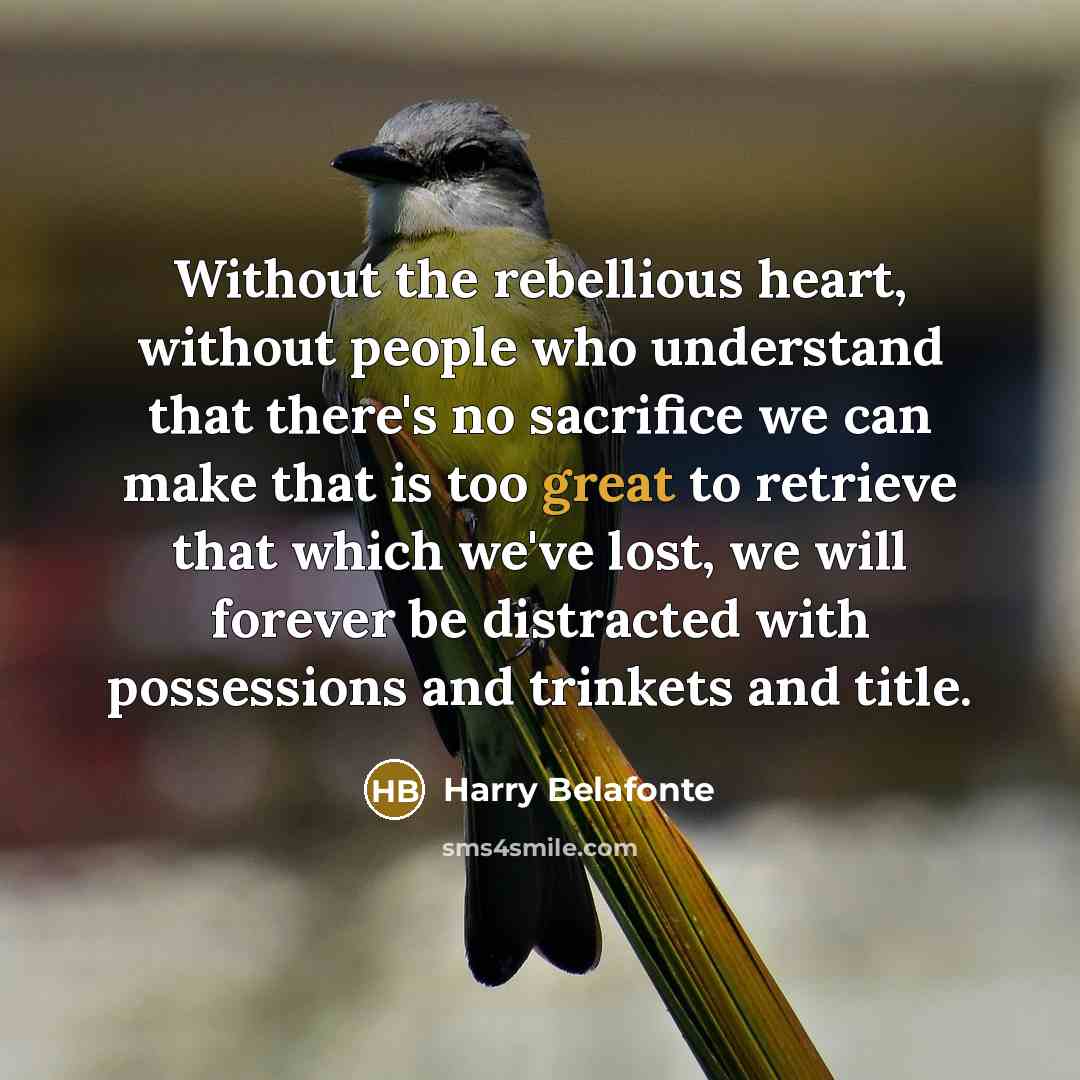 “Without the rebellious heart, without people who understand that there's…” quote by Harry Belafonte