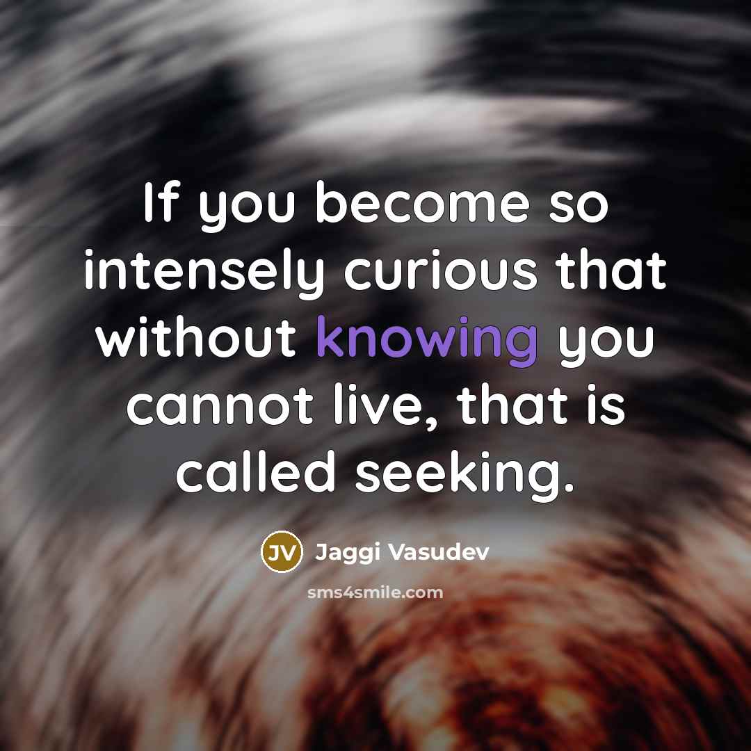 “If you become so intensely curious that without knowing you…” quote by Jaggi Vasudev