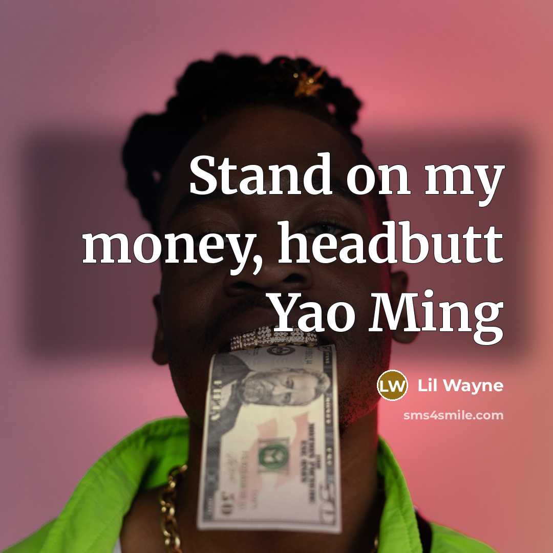 “Stand on my money, headbutt Yao Ming…” quote by Lil Wayne