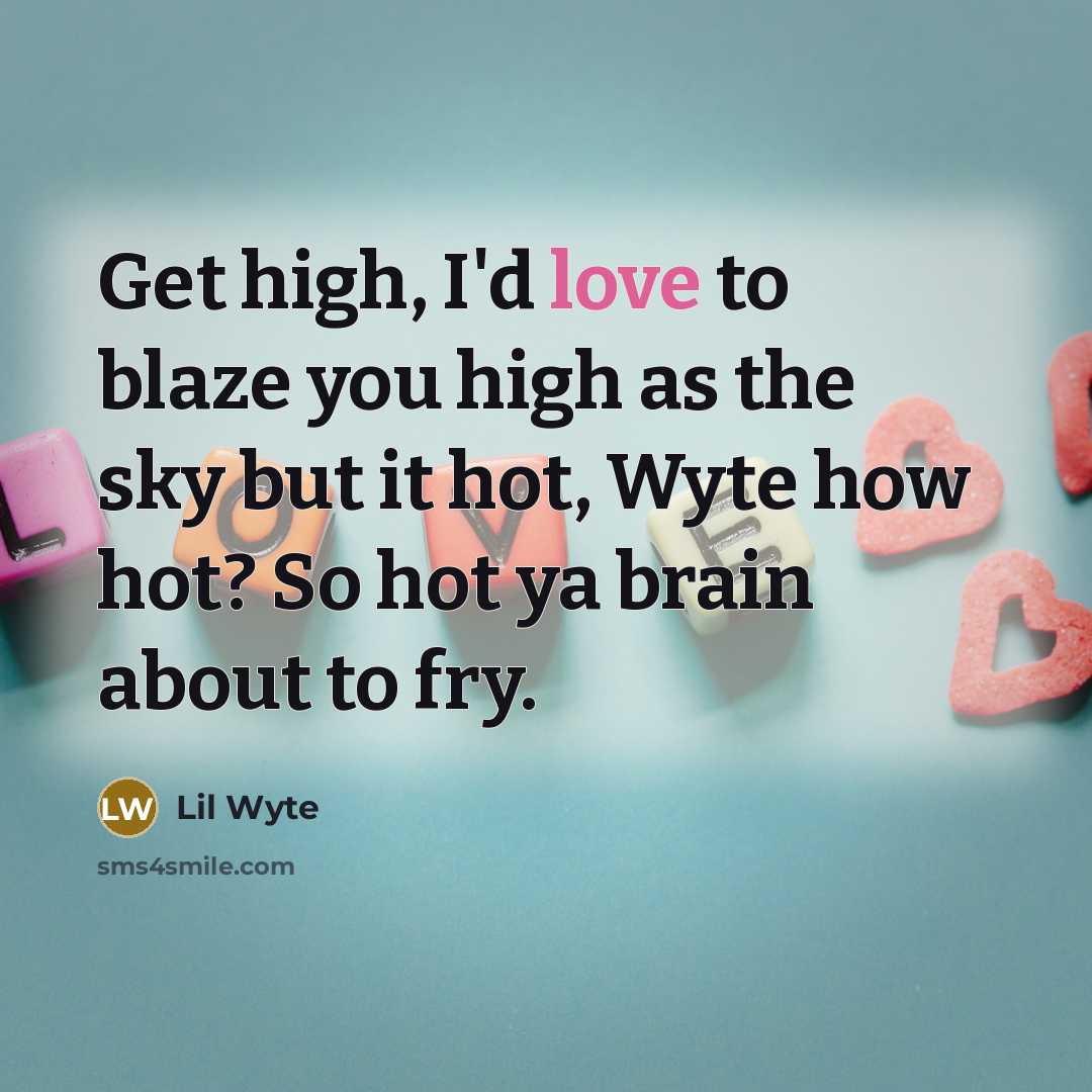“Get high, I'd love to blaze you high as the…” quote by Lil Wyte