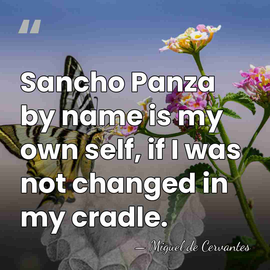 Sancho Panza by name is my own self, if I was not&hellip; - Miguel de Cervantes