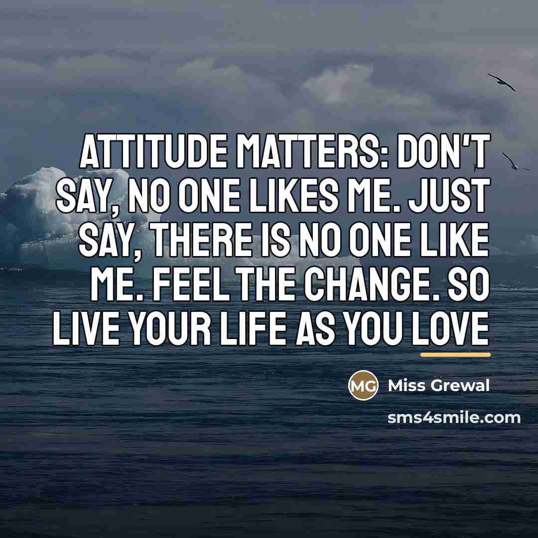 “Attitude Matters: Don't Say, No One Likes Me. Just Say,…” quote by Anonymous