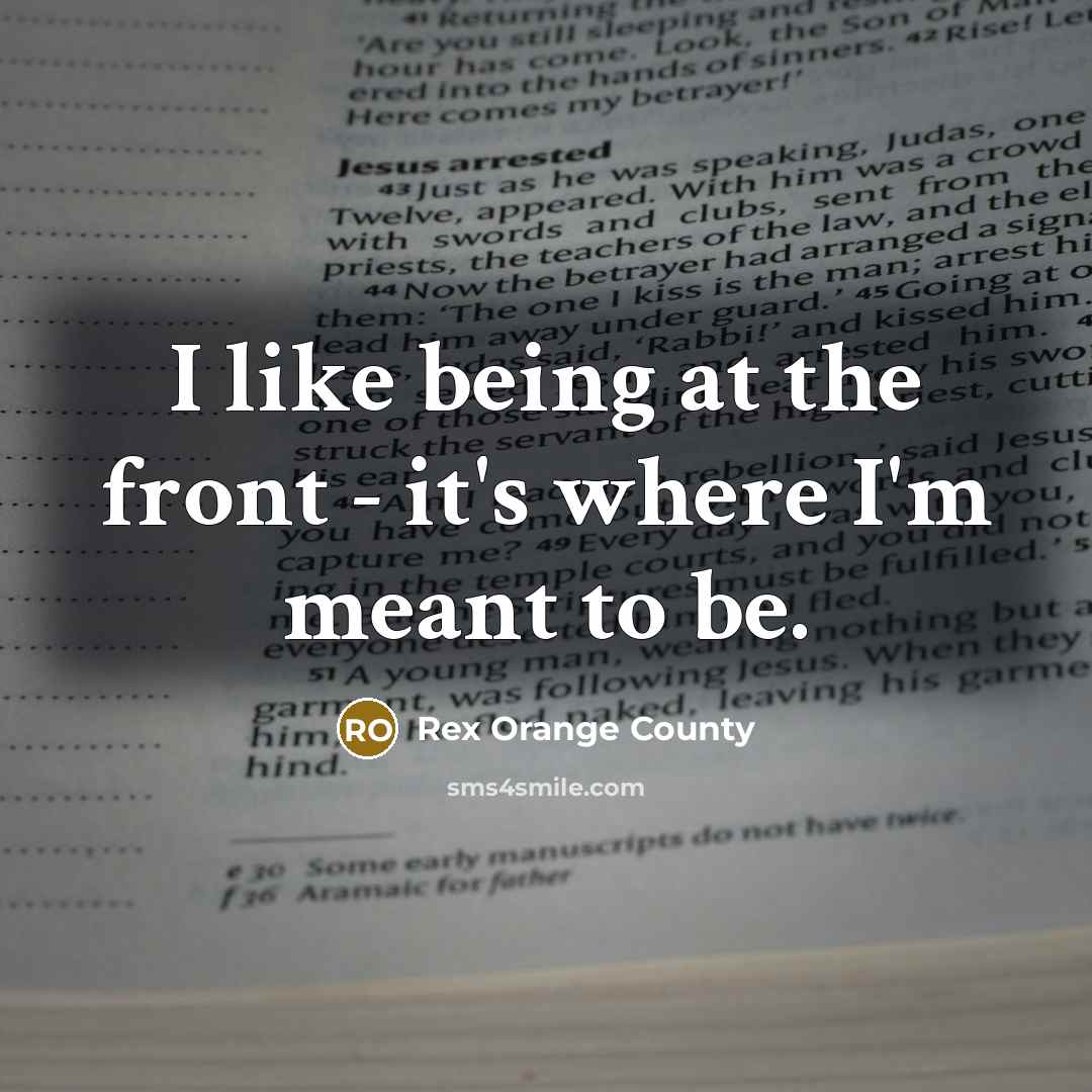 “I like being at the front - it's where I'm…” quote by Rex Orange County