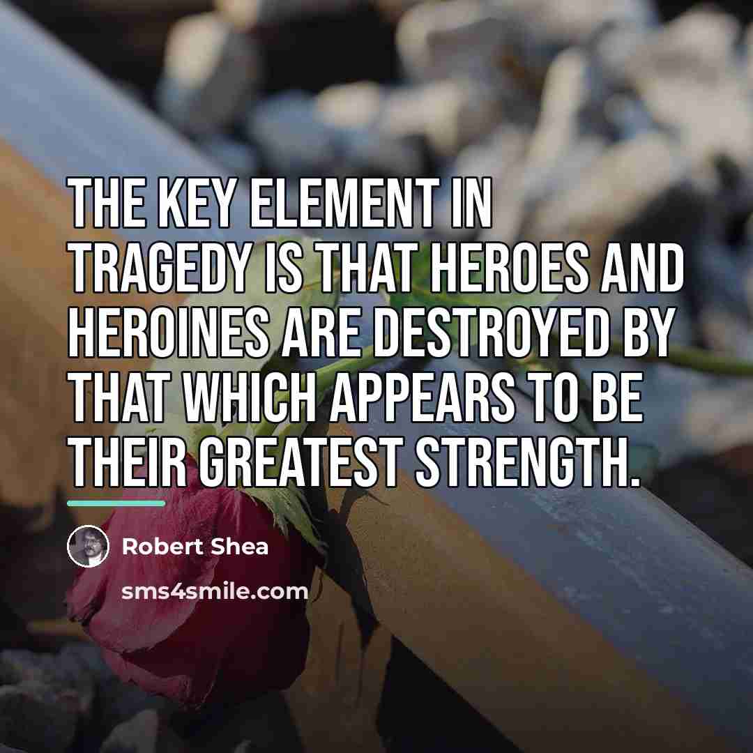 “The key element in tragedy is that heroes and heroines…” quote by Robert Shea