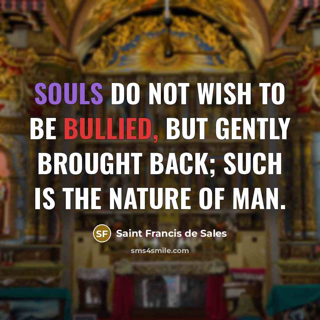 “Souls do not wish to be bullied, but gently brought…” quote by Saint Francis de Sales