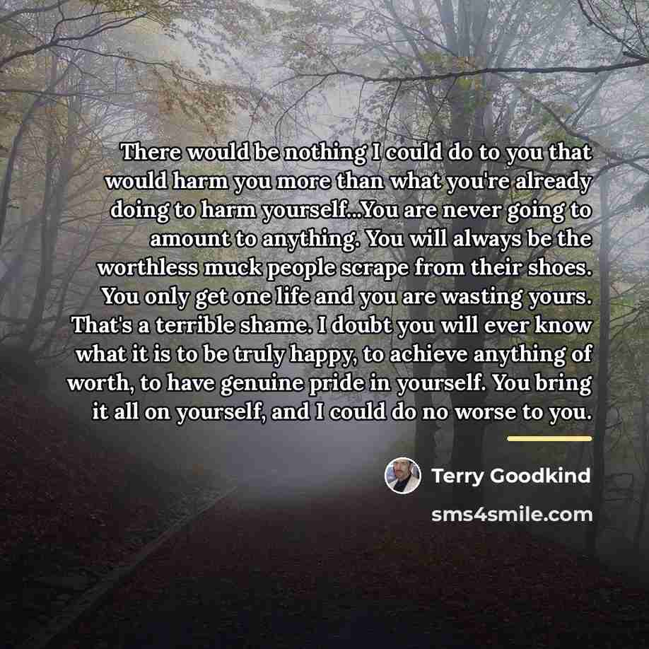“There would be nothing I could do to you that…” quote by Terry Goodkind