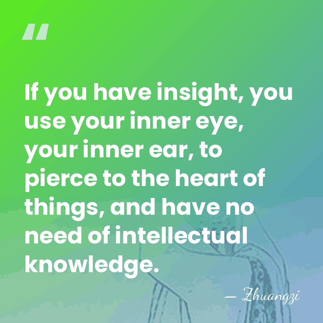 If you have insight, you use your inner eye, your inner ear,&hellip; - Zhuangzi