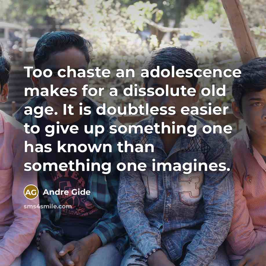 “Too chaste an adolescence makes for a dissolute old age.…” quote by Andre Gide