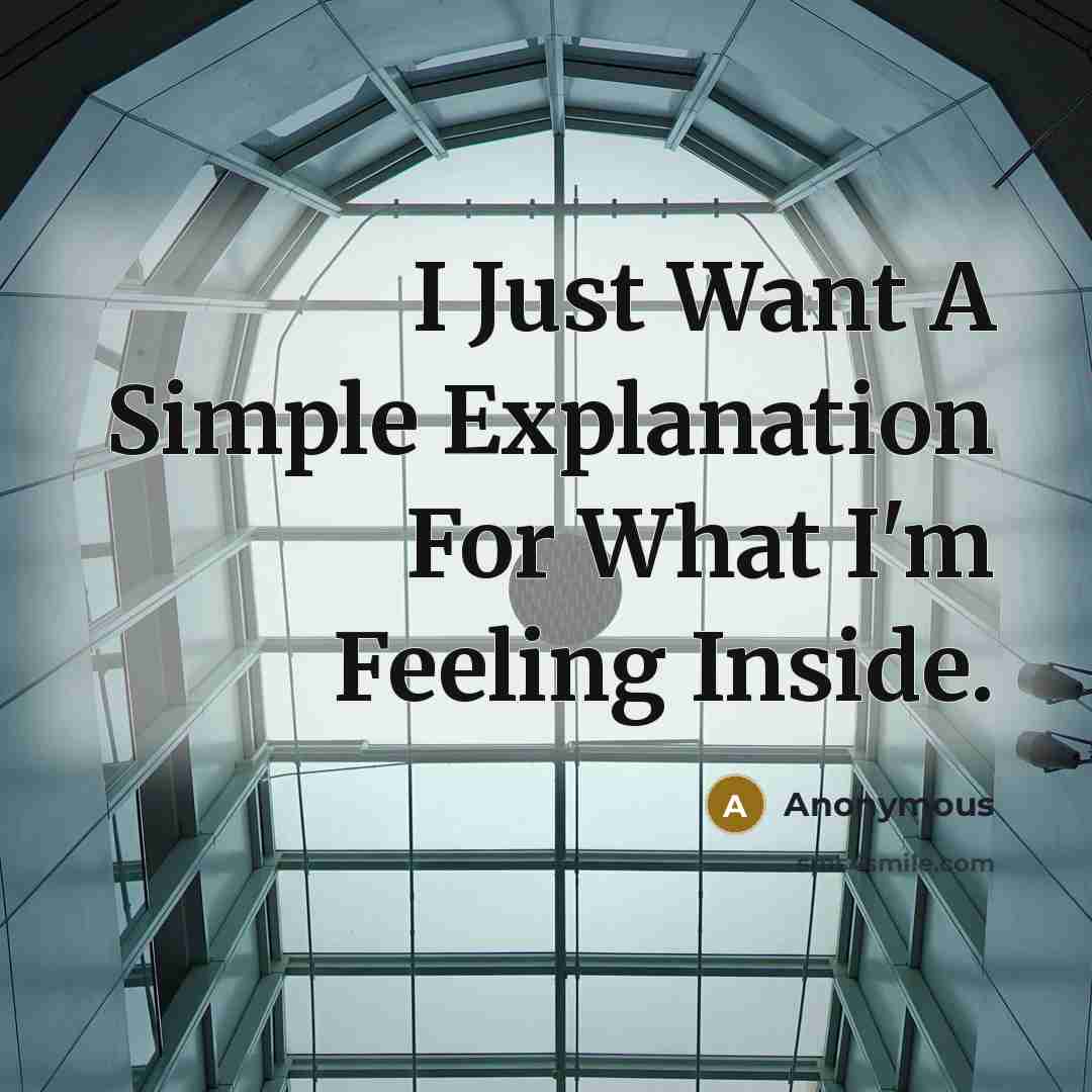 “I Just Want A Simple Explanation For What I'm Feeling Inside.” quote by Anonymous