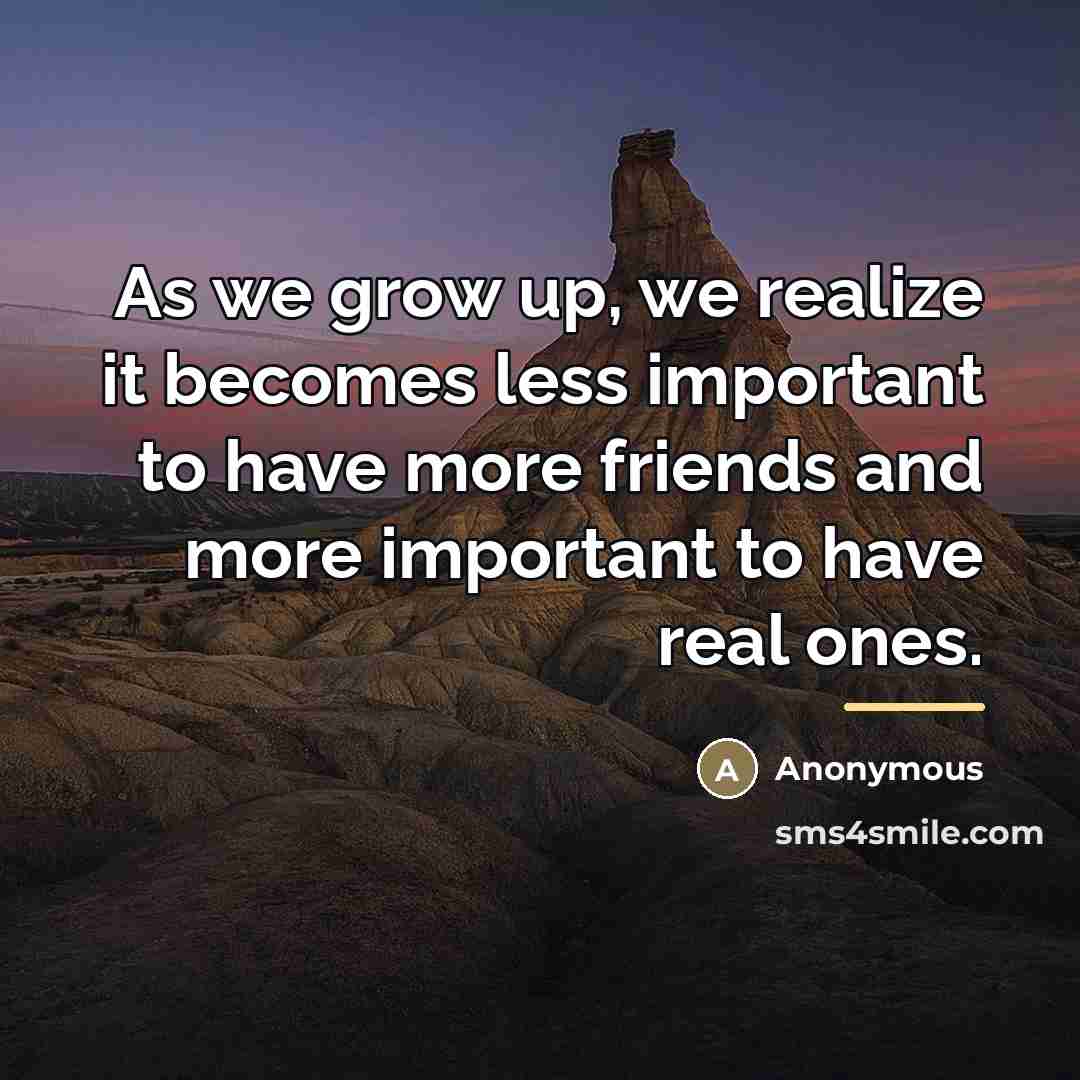 “As we grow up, we realize it becomes less important…” quote by Anonymous