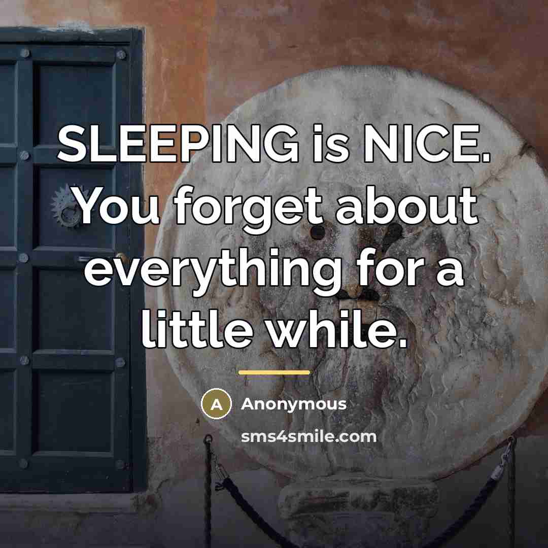“SLEEPING is NICE. You forget about everything for a little…” quote by Anonymous